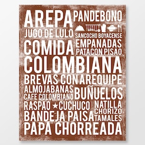 Colombian Poster - Colombia Print - Colombia Kitchen Decor - Colombian Food - DIGITAL DOWNLOAD