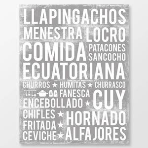 Ecuadorian Food Poster - Ecuador Poster - Food Word Art - Various Sizes & Colors - DIGITAL DOWNLOAD