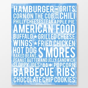 American Kitchen Wall Art - American Food Art Print - American Kitchen Decor - American Decor - DIGITAL DOWNLOAD
