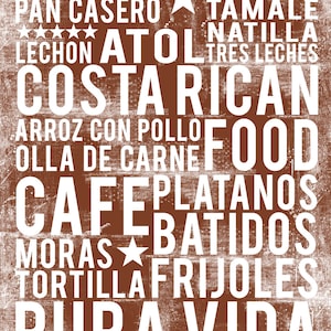 Costa Rican Food Poster - Food Word Art - Kitchen Wall Art - Food Art Print - Kitchen Poster - DIGITAL DOWNLOAD