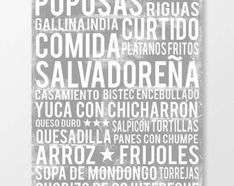 El Salvador Food Subway Art Print - El Salvador Food Poster - El Salvador Kitchen Wall Art - Food Poster - Food Art Print - DIGITAL DOWNLOAD
