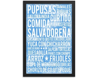 Poster di cibo di El Salvador - Word Art incorniciato - Stampa artistica di cibo - Poster di El Salvador