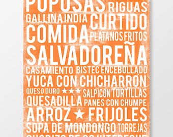 El Salvador Food Subway Art Print - El Salvador Food Poster - El Salvador Kitchen Wall Art - Food Poster - Food Art Print - DIGITAL DOWNLOAD
