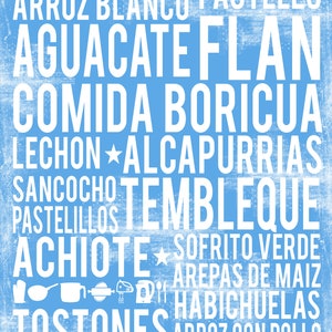 Puerto Rico Food Subway Art Print - Puerto Rico Food Poster - Puerto Rico Kitchen Wall Art - Puerto Rico Food Art - DIGITAL DOWNLOAD