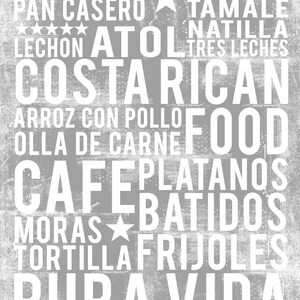 Costa Rican Food Poster - Food Word Art - Kitchen Wall Art - Food Art Print - Kitchen Poster - DIGITAL DOWNLOAD