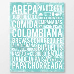Colombian Poster - Colombia Print - Colombia Kitchen Decor - Colombian Food - DIGITAL DOWNLOAD