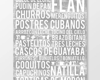 Cuban Desserts Poster - Cuba Poster - Kitchen Poster - Kitchen Wall Art - Food Poster - Food Art Print - Cuba - DIGITAL DOWNLOAD