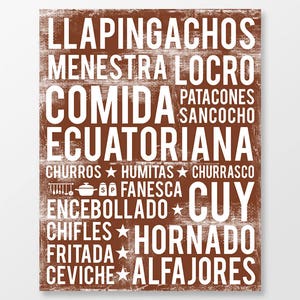 Ecuadorian Food Poster - Ecuador Poster - Food Word Art - Various Sizes & Colors - DIGITAL DOWNLOAD
