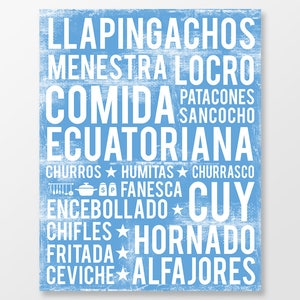 Ecuadorian Food Poster - Ecuador Poster - Food Word Art - Various Sizes & Colors - DIGITAL DOWNLOAD