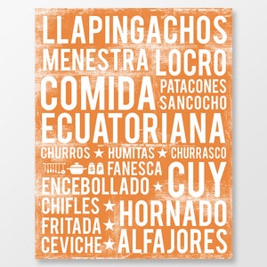 Ecuadorian Food Poster - Ecuador Poster - Food Word Art - Various Sizes & Colors - DIGITAL DOWNLOAD