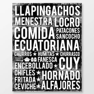 Ecuadorian Food Poster - Ecuador Poster - Food Word Art - Various Sizes & Colors - DIGITAL DOWNLOAD