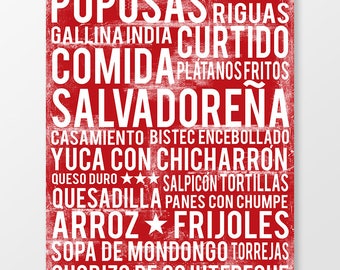 El Salvador Food Subway Art Print - El Salvador Food Poster - El Salvador Kitchen Wall Art - Food Poster - Food Art Print - DIGITAL DOWNLOAD