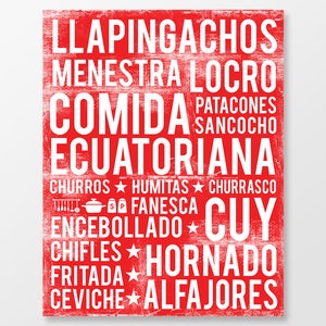 Ecuadorian Food Poster - Ecuador Poster - Food Word Art - Various Sizes & Colors - DIGITAL DOWNLOAD