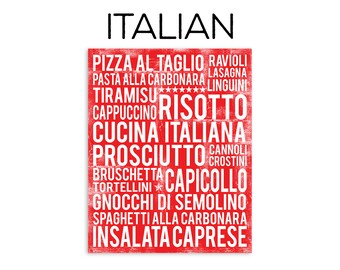 Italy Poster - Italian Poster - Italy Wall Art - Italian Food Subway Art Print - Italian Food Poster - Italy Wall Decor