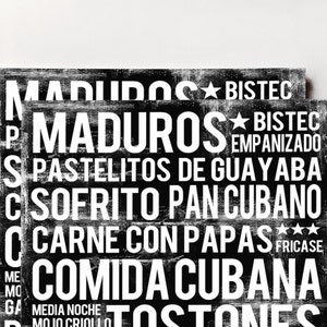 Cuban Food Poster - Cuba Poster - Black - Word Art - Food Art Print - DIGITAL DOWNLOAD