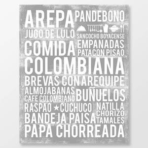 Colombian Poster - Colombia Print - Colombia Kitchen Decor - Colombian Food - DIGITAL DOWNLOAD