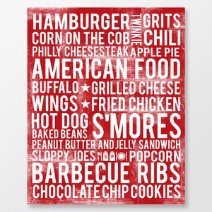 American Kitchen Wall Art - American Food Art Print - American Kitchen Decor - American Decor - DIGITAL DOWNLOAD