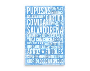 El Salvador Food Poster - Word Art - Food Art Print - El Salvador Poster - UNFRAMED