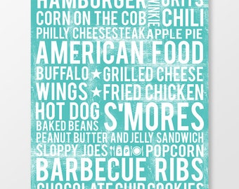 American Kitchen Wall Art - American Food Art Print - American Kitchen Decor - American Decor - DIGITAL DOWNLOAD