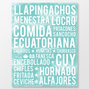 Ecuadorian Food Poster - Ecuador Poster - Food Word Art - Various Sizes & Colors - DIGITAL DOWNLOAD