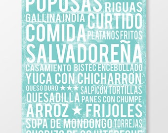 El Salvador Food Subway Art Print - El Salvador Food Poster - El Salvador Kitchen Wall Art - Food Poster - Food Art Print - DIGITAL DOWNLOAD