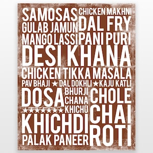 Indian Kitchen Wall Art - Indian Food Art - Indian Kitchen Art - Indian Wall Print - Indian Art Print - Indian Wall Art - DIGITAL DOWNLOAD