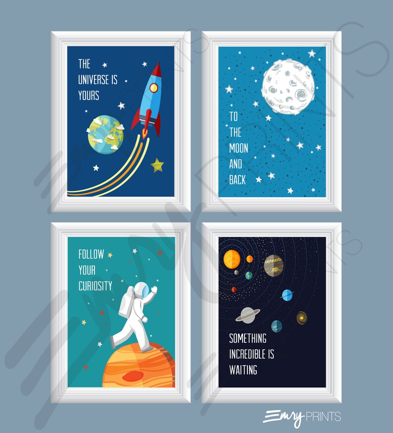Space Wall Art Solar System Decor Planet Prints Solar System Art Solar System Outer Space Decor Kids Bedroom Art