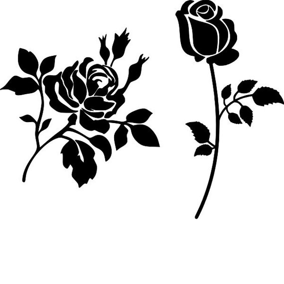 Two Rose Stencil RE-USABLE 5.5 X 5.5 and 3.75 X 7.5 Inch | Etsy Canada
