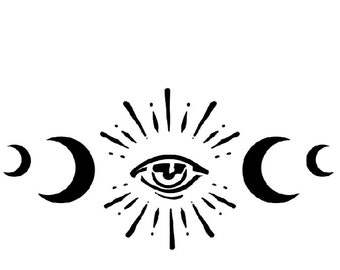 Wicca Eye And Moon Re -Usable Stencil 10 inch x 5 inch