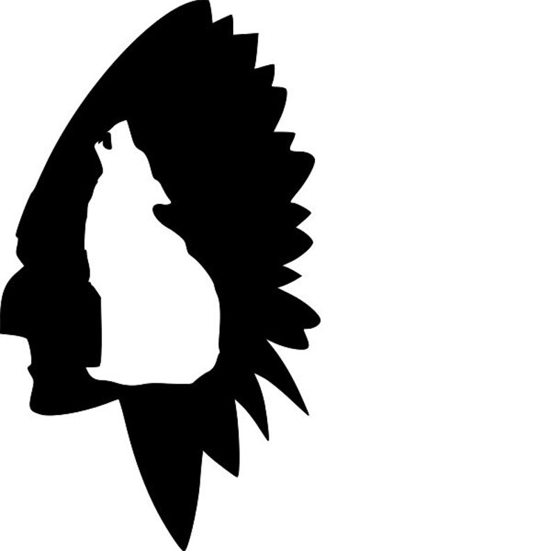 RE-USABLE 5.5 x 9.5 INCH Native American Chief Wolf Stencil