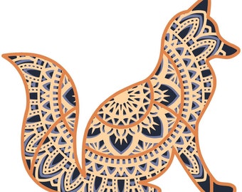 Download di file in formato Svg/taglio di Fox Mandala a strati per Cricut e taglierine laser