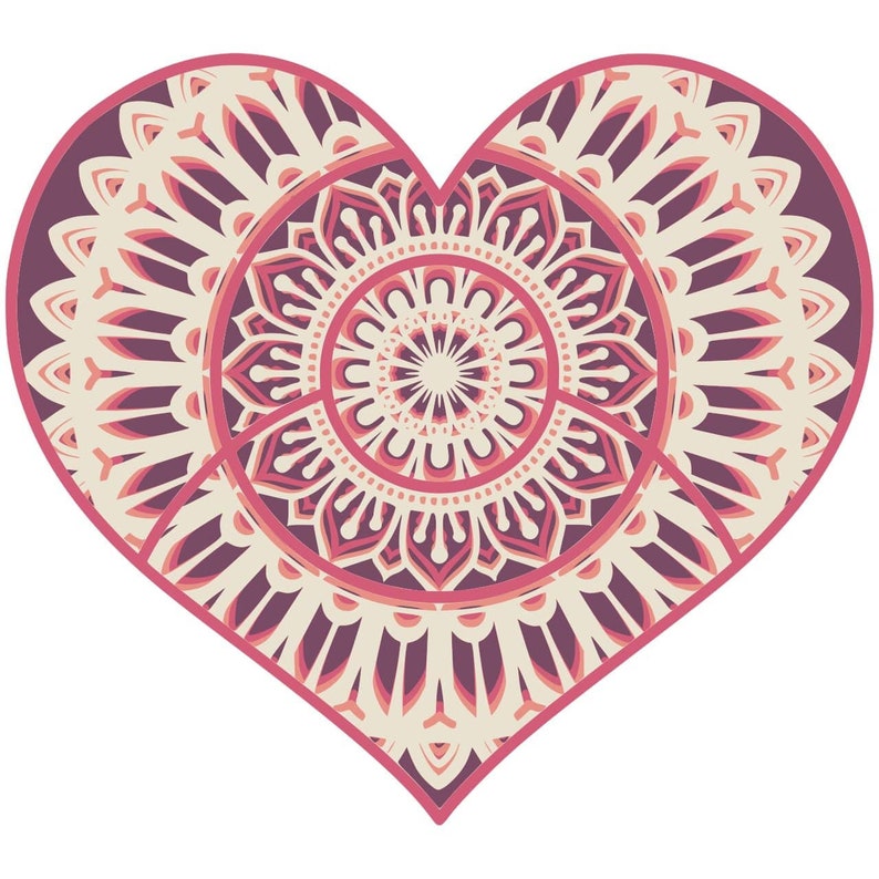 Layered Heart Mandala Svg / Cutting File Download for ...