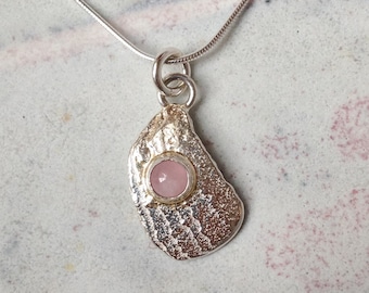 Silver Shell Necklace - Sea Shell Pendant - Rose Quartz Pendant - Silver Shell Pendant - Sea Shell Necklace - Mary Colyer