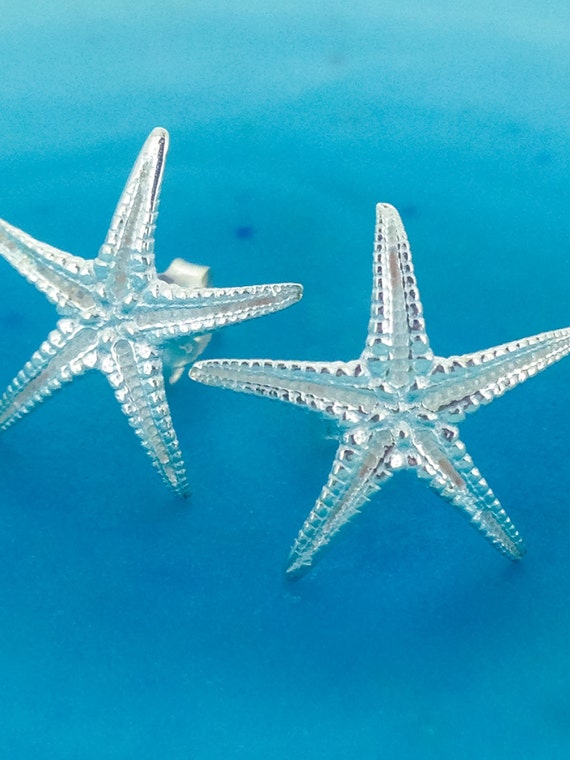 Starfish Earrings, Silver Shell  Earrings, Silver Starfish, Stud Earrings - Lovely Gift, Beach, Sea, Gift Idea, Mary Colyer
