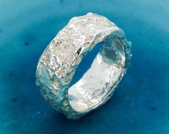 Chunky Silver Ring - Icy Silver Ring  Size P- Simple Silver Ring - Hammered Silver Ring -  Lovely Gift - Mary Colyer Jewellery