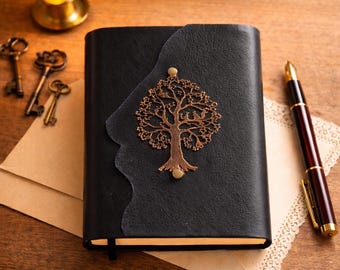 Tree of Life Leather Notebook, Genuine Leather Diary, Refillable Sketchbook