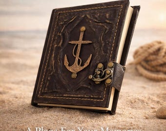 Anchor Leather Journal, Handmade Notebook, Vintage Leather Diary, Memory Book, Gift for Writer