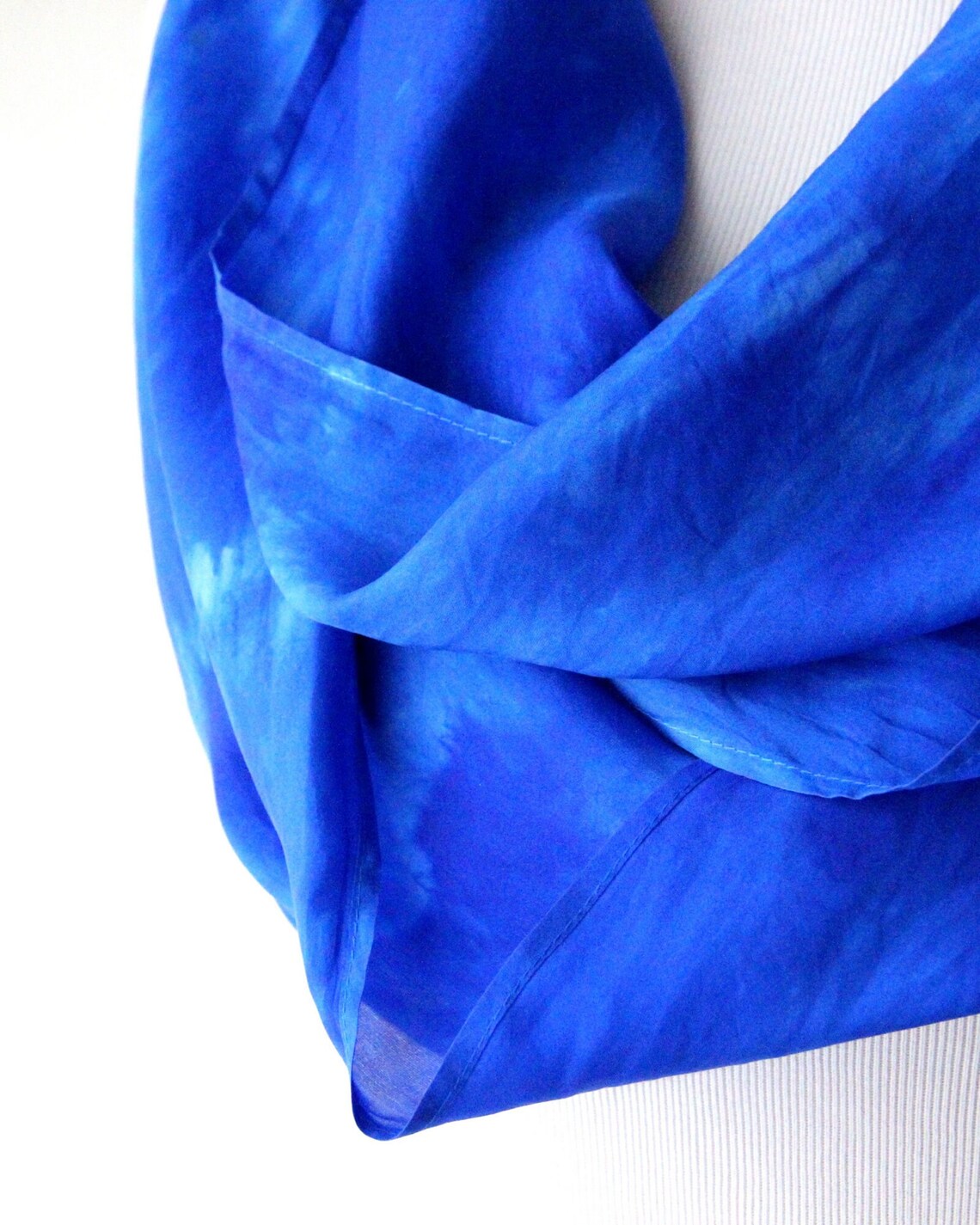 Cobalt Blue Silk Infinity Scarf. Handpainted Gift Tie Dye Silk Etsy