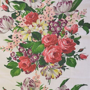 Fantastic Vintage Barkcloth Floral  Fabric 1930's 1940's 1950's   Great Colors Condition Design 100% Cotton