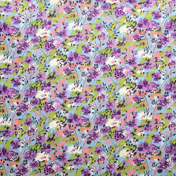 Vintage Fabric Floral 1950 Pansy & Lilac 1940 1960