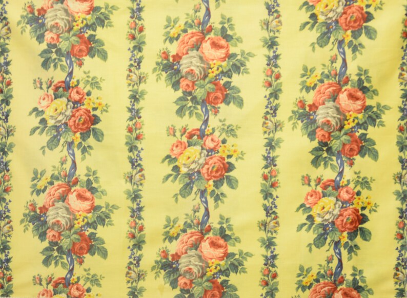 Authentic Vintage Fabric 1930/'s 1940/'s American English Chintz Cottage Cabbage Rose Coastal Floral Home Decor Upholstery Pillow Set Design