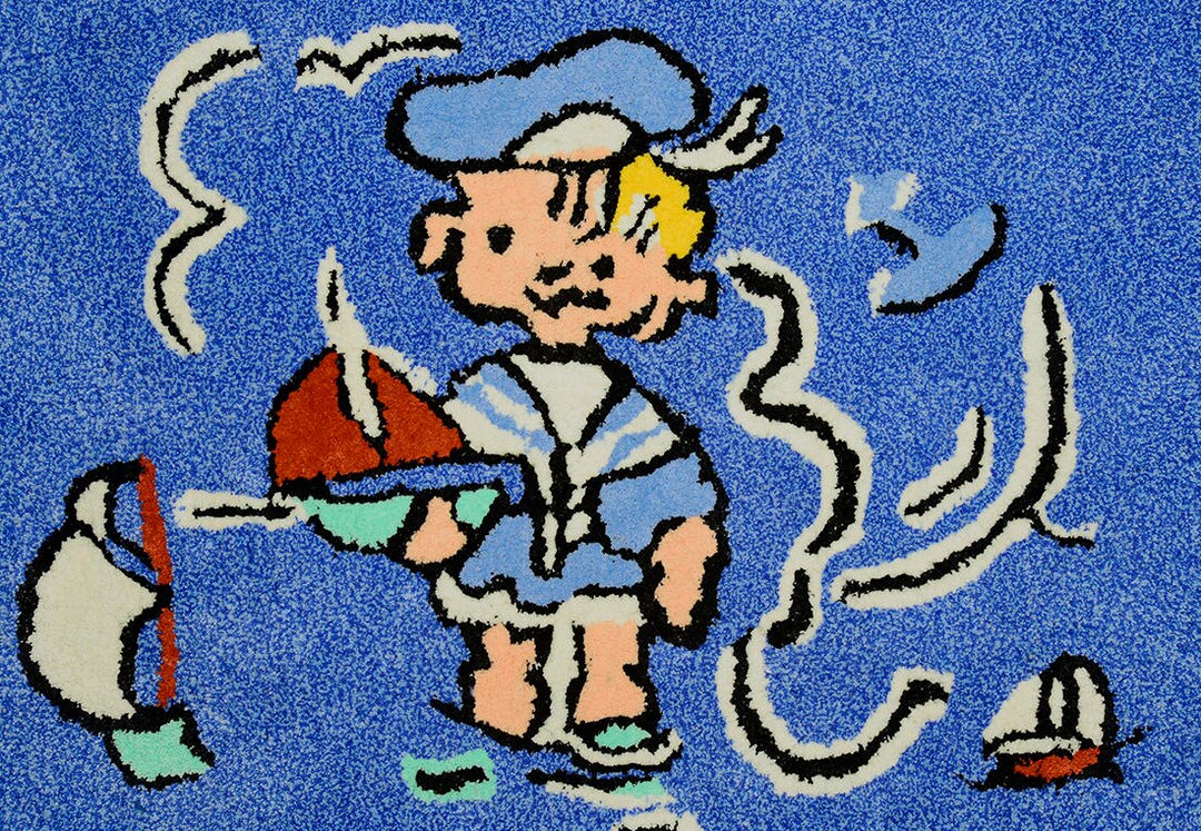 Vintage Sailor Boy Rug, Coastal Seaside Decor (19x29) - Etsy