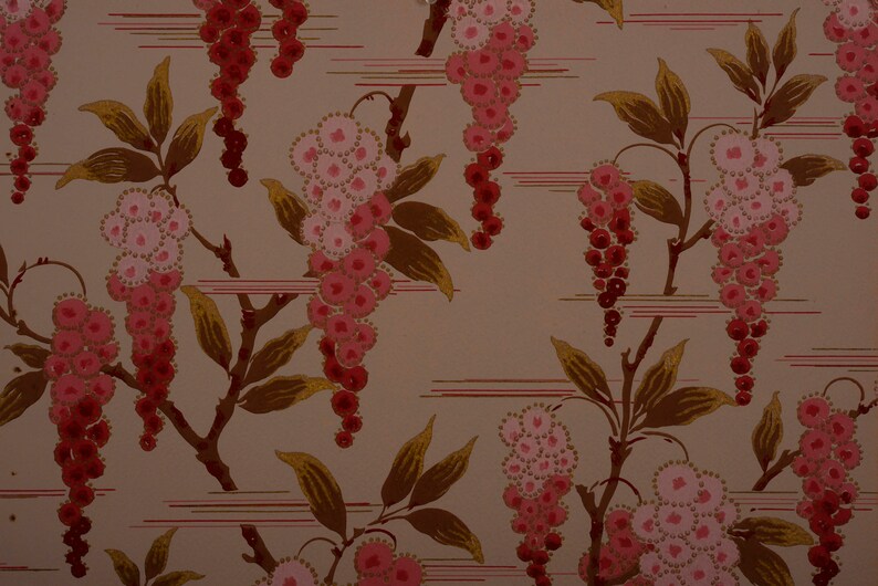 French Original Wallpaper Stripe Silver Blue Bold 1920s