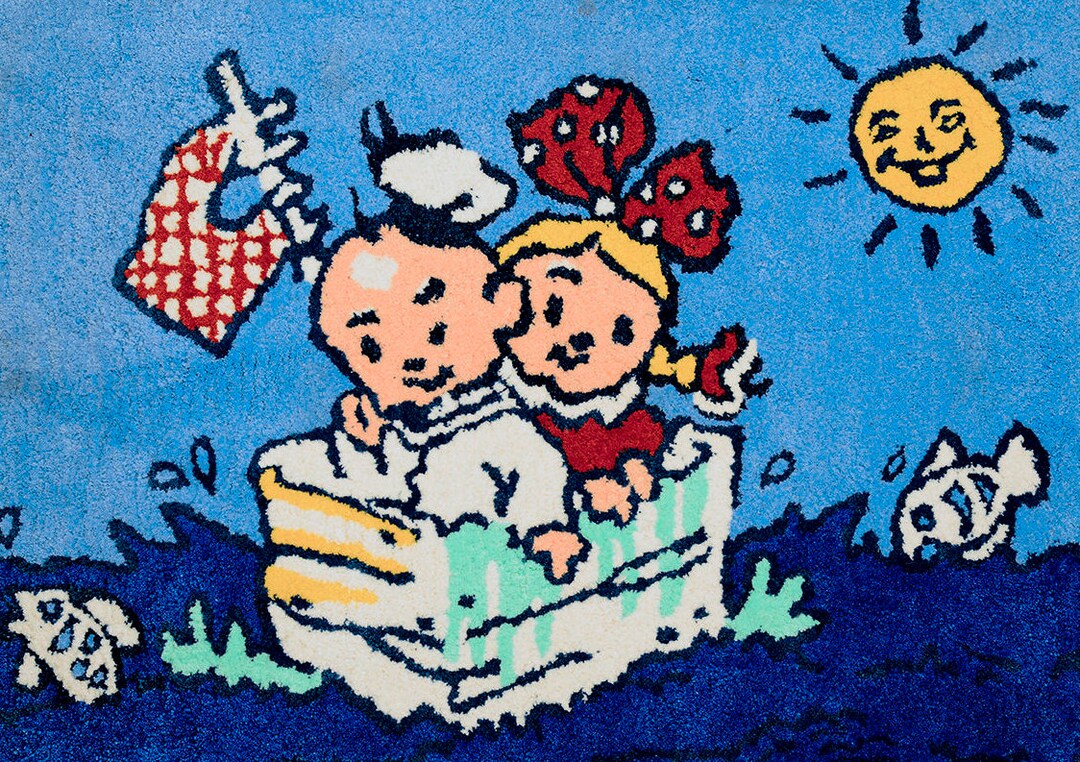 Vintage 90s Cotton Rug: Seaside Kids, Non-skid Accent Rug (19x29) - Etsy