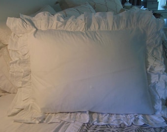 Standard Sham White Cotton 21” x 27” Flamenco Ruffles