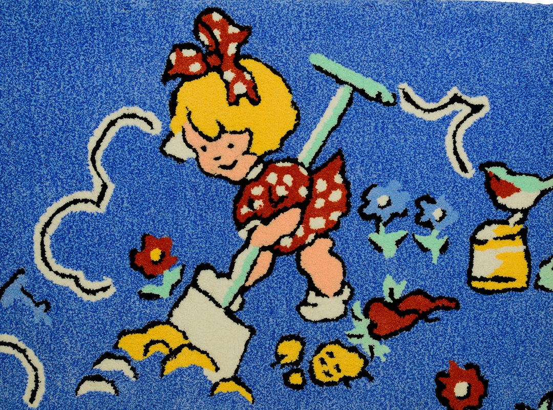 Vintage Plush Cotton Juvenile Rug: Gardening Girl, Non-skid (19x29) - Etsy