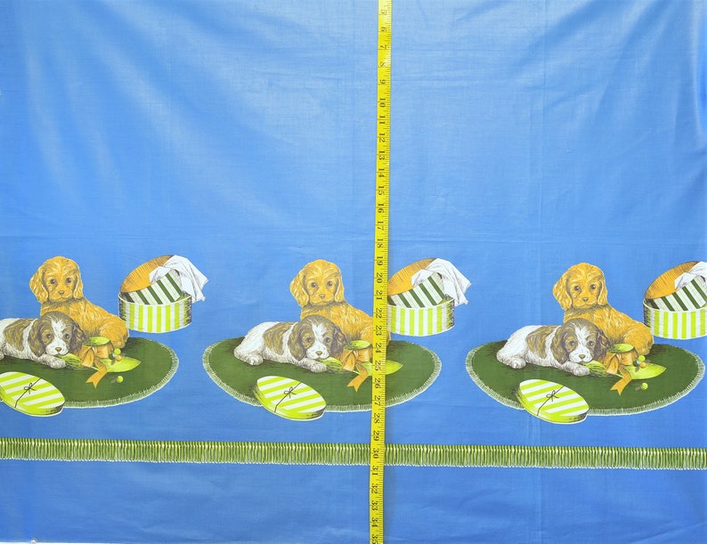 Authentic Vintage Fabric 1930's 1940's 1950's Darling Dogs Chintz