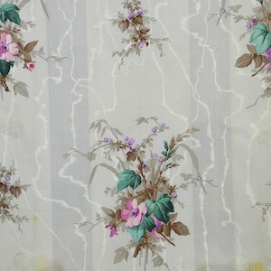 Antique French  Fabric, 1855-1865  Dated Swatch Book Stunning Chintz Floral & Stripe Fabric