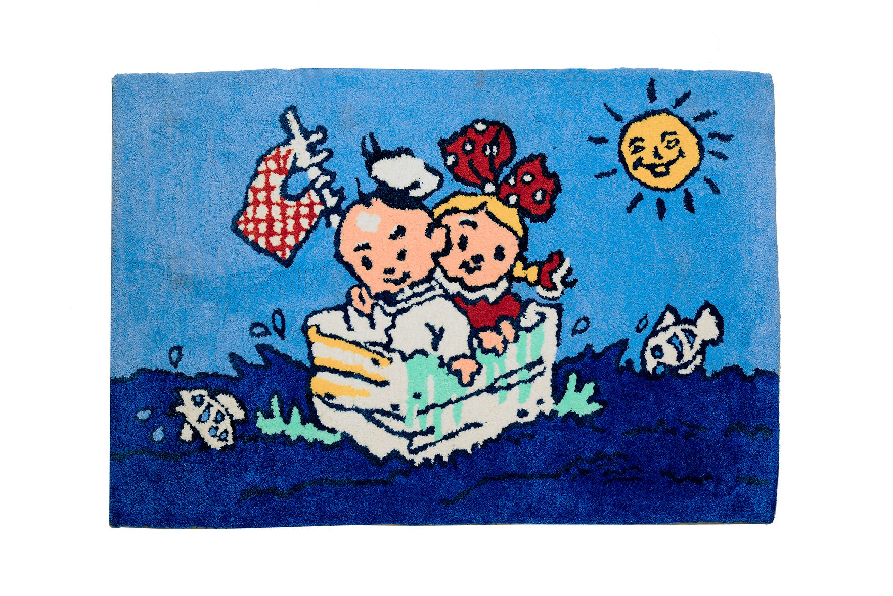 Vintage 90s Cotton Rug: Seaside Kids, Non-skid Accent Rug (19x29) - Etsy