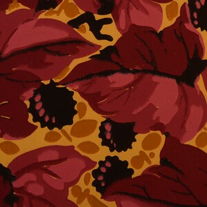 French Original Wallpaper Bold Large Leaves Maroon Red Pink 1920s - Etsy